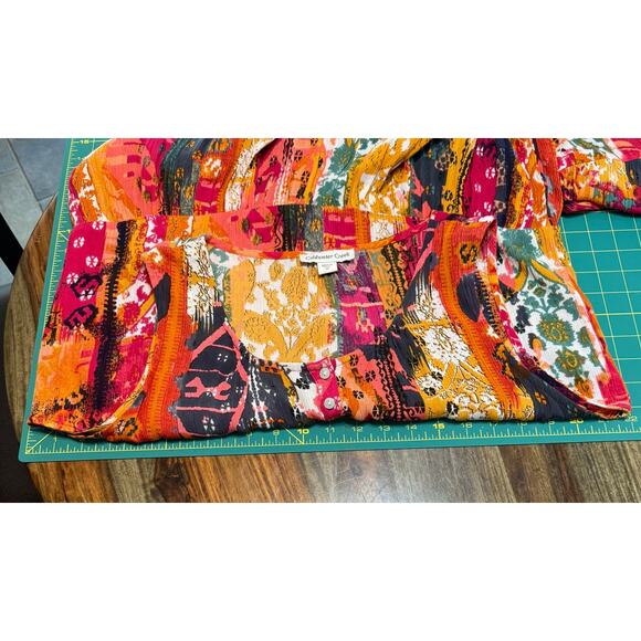 Coldwater Creek Boho Maxi Dress Ikat Patchwork Viscose M Pockets Button Closure - Picture 4 of 11